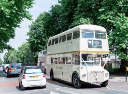 Cream bus for wedding hire in London